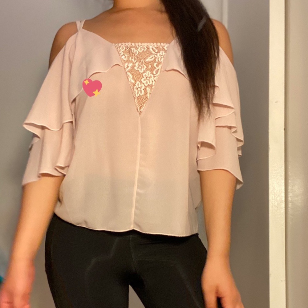Pink Blouse shirt with floral decorations